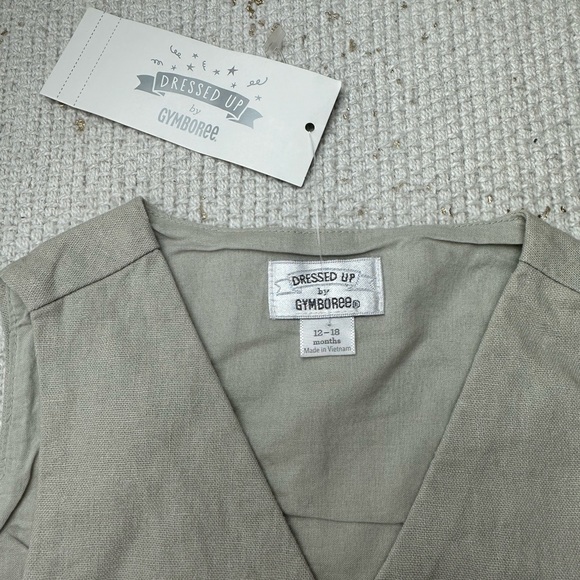 GYMBOREE Baby Boy Beige Linen Vests NWT Matching Twins | Size 12-18 Months - Picture 5 of 6